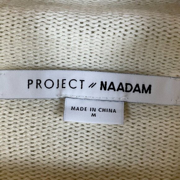 Project Naadam Womens Medium Sweater Ruffle Mock Neck Cream Cable Knit - Picture 9 of 12